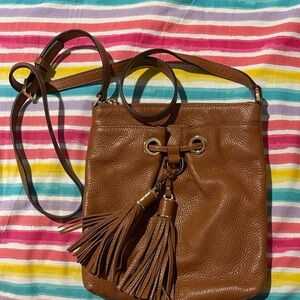 Michael Kors Brown Leather Tassel Crossbody Bag